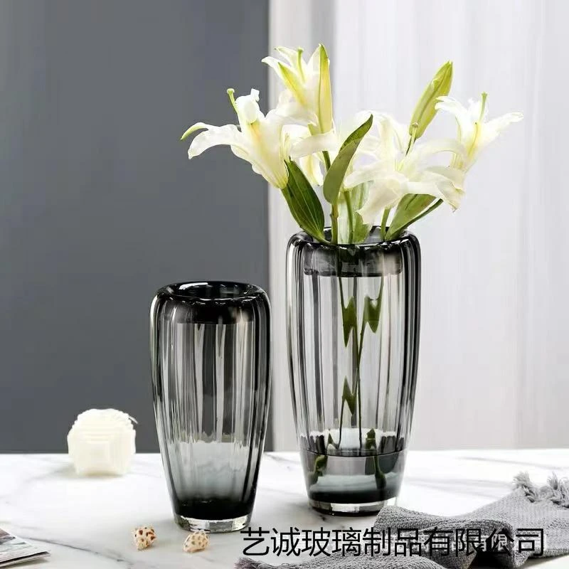 现代简约包口玻璃花瓶水培水养鲜花绿植干花客厅家居创意台面摆件
