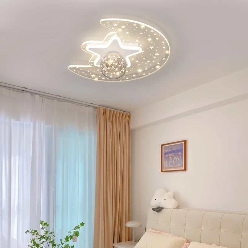 奶油风卧室灯温馨浪漫主卧吸顶灯简约现代网红儿童房灯少女房间灯