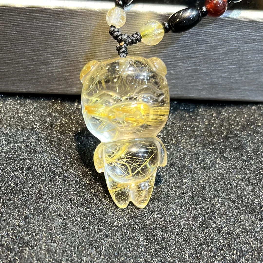天然水晶金发晶小猪吊坠猪猪侠招彩猪适合小朋友