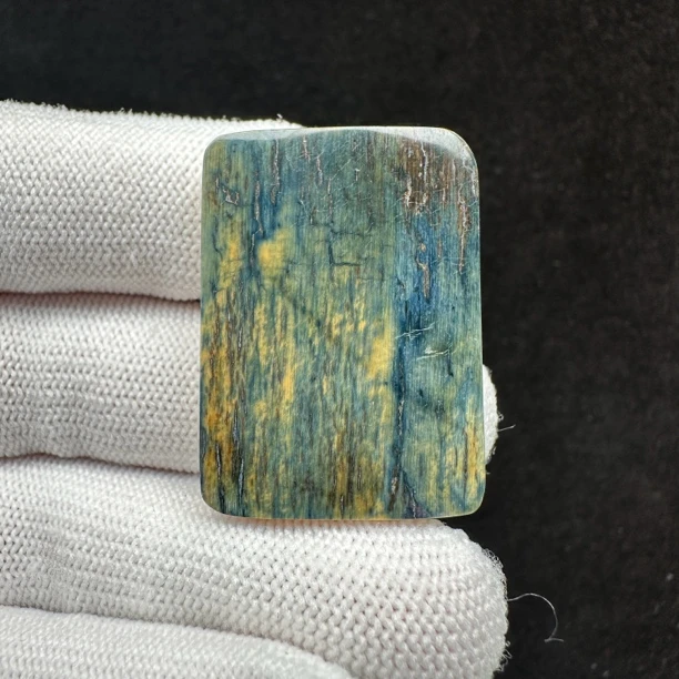P2781天然猛犸牙 蓝皮无事牌 24×33×5.7mm 支持鉴定 假一罚四