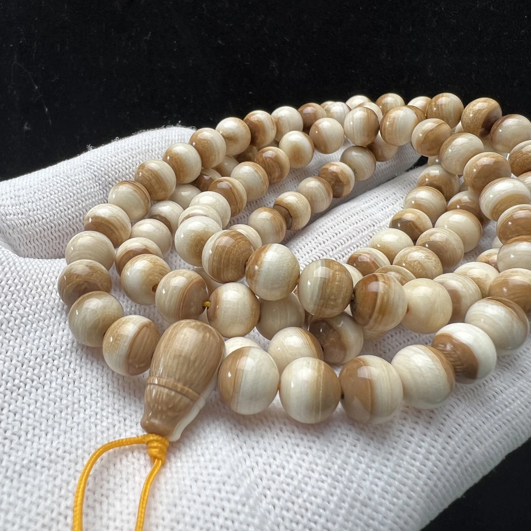 Q3935天然猛犸牙  特色款108佛珠8mm 支持复检假一罚四