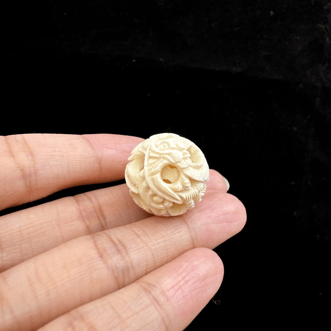 P3422  T141 天然猛犸牙鬼工球 20mm支持鉴定 假一罚四