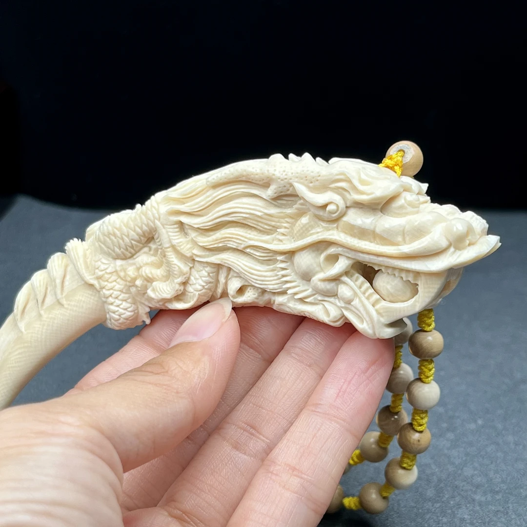 H1843天然猛犸牙雕刻龙牙尖 20*129mm 支持复检假一罚四
