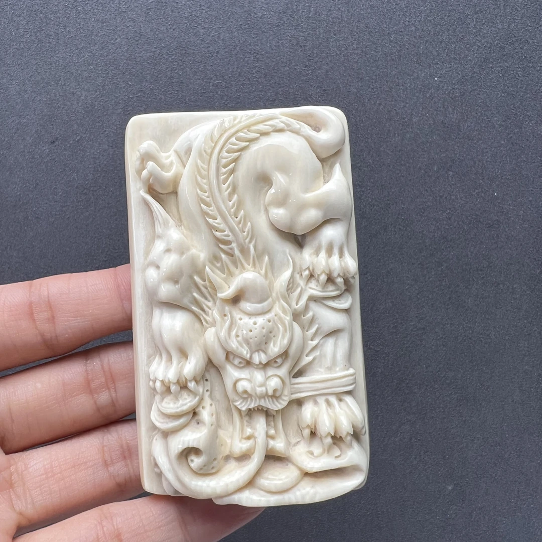 H1957天然猛犸象牙雕刻貔貅牌 支持鉴定 假一罚四