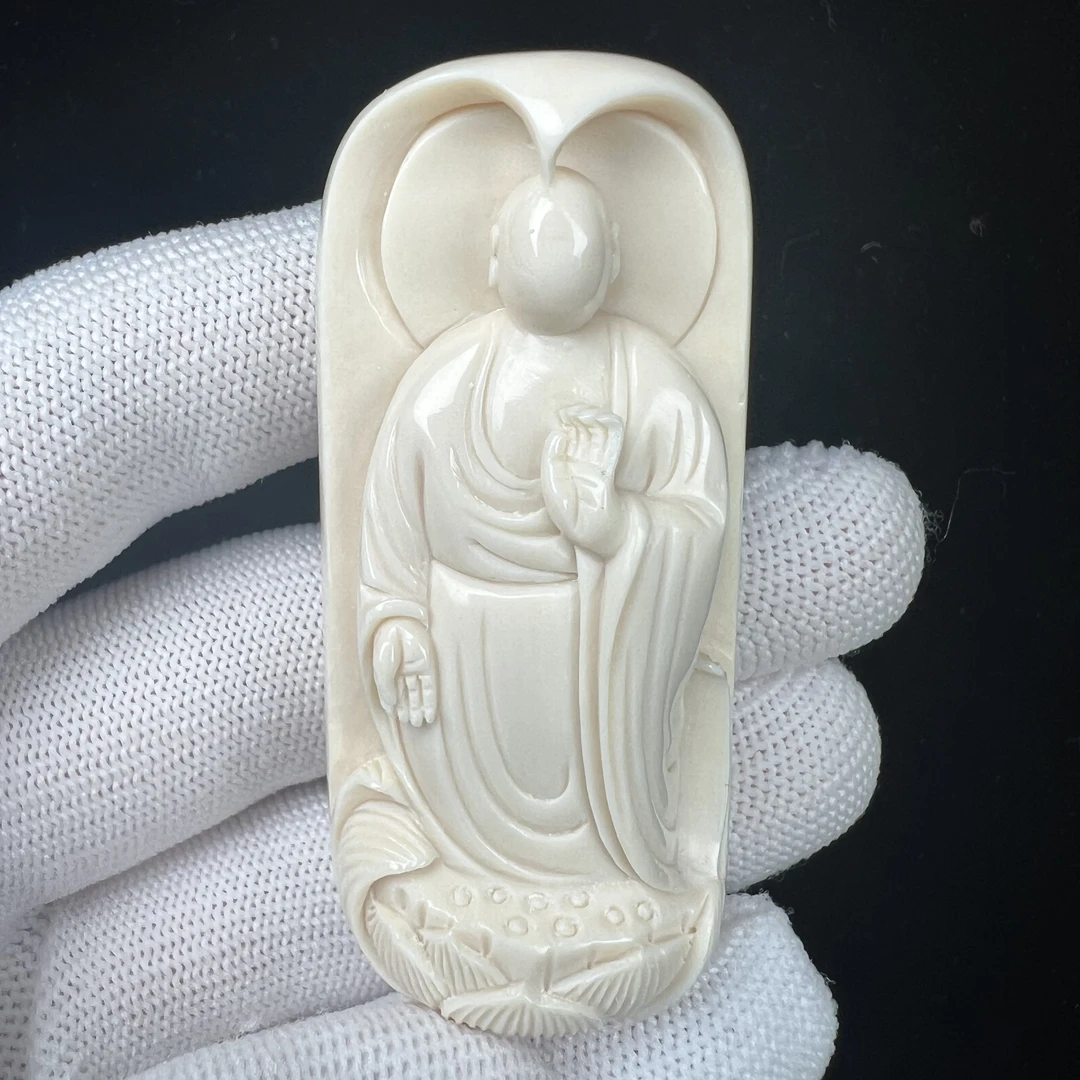 H86-49天然猛犸牙 雕刻悟道佛 27*62*18mm支持鉴定 假一罚四