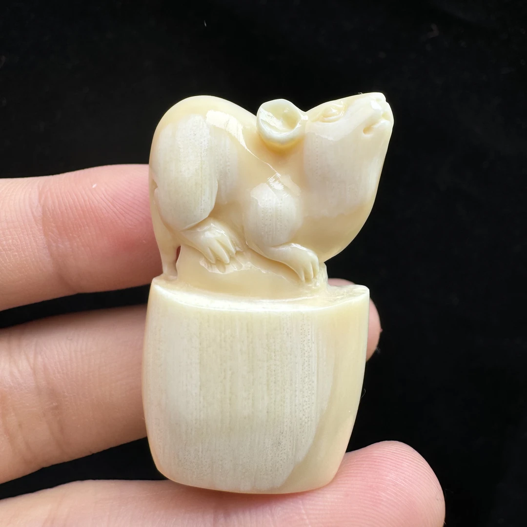 H26-85天然猛犸象牙雕刻件24×37.8mm支持鉴定假一罚四