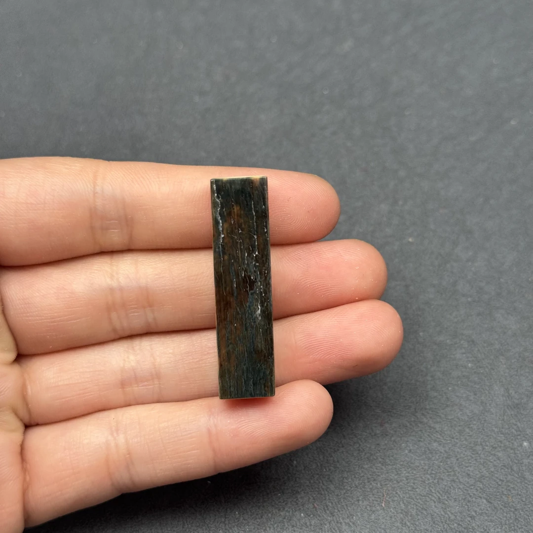 D2578天然猛犸牙蓝皮一字 三通配饰 10*39.6*10mm支持鉴定假一罚