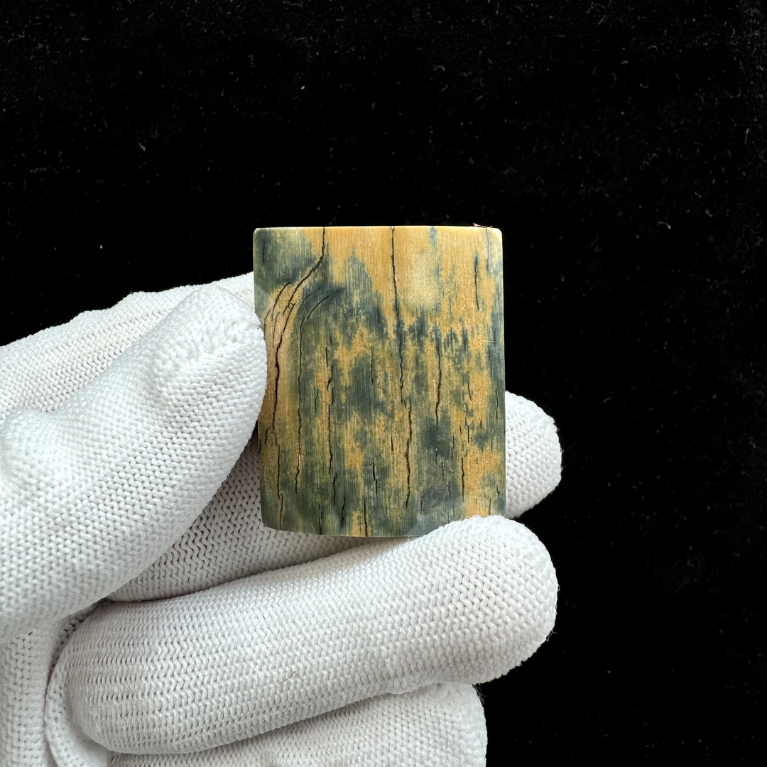 P7612天然猛犸牙 蓝皮无事牌 30*37*9.5mm支持鉴定 假一罚四