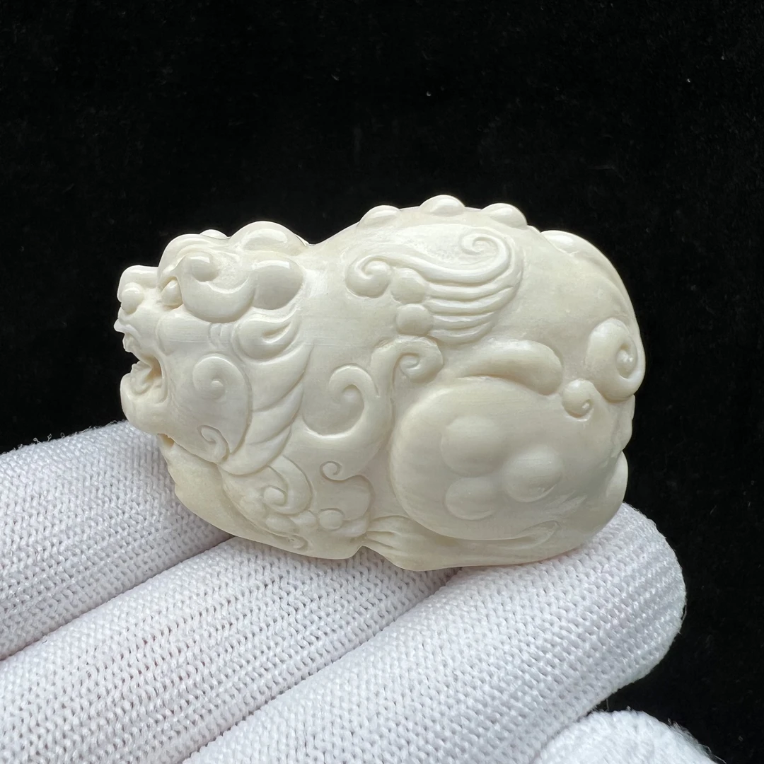 H2315天然猛犸牙 雕刻貔貅 22*33*47mm 支持鉴定 假一罚四