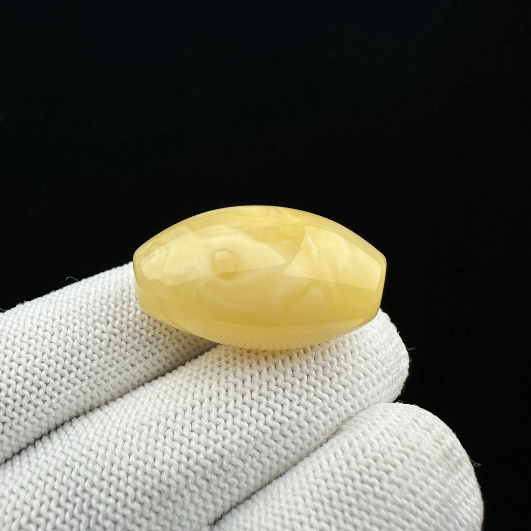 B8598天然原矿蜜蜡 鸡油黄妖花马蹄珠 18*30mm抖音基地质检发货