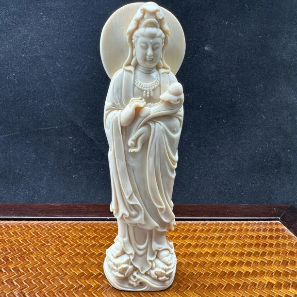 P1102天然猛犸雕刻观音 43*163mm支持鉴定 假一罚四