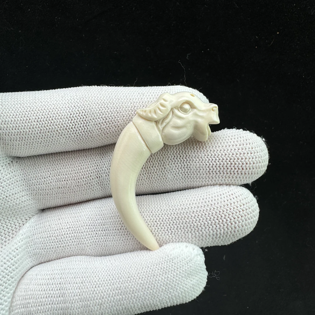 K6007天然猛犸牙 雕刻牛牙尖 11*49mm支持鉴定 假一罚四