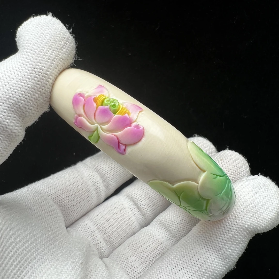 F1421天然猛犸牙 彩绘手圈 54.5*15mm 支持鉴定 假一罚四