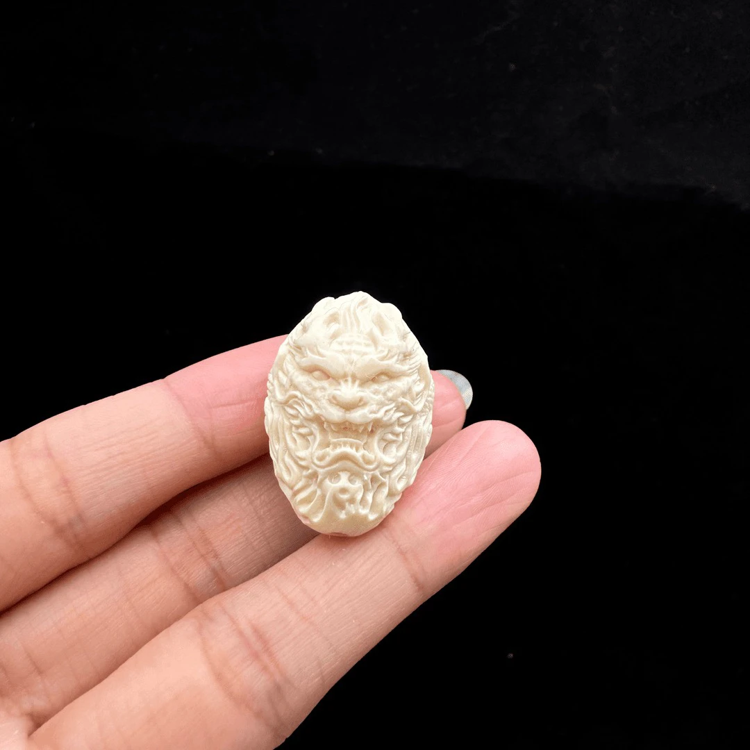 A124 天然猛犸牙 雕刻龙三通20mm一个 保真天然 支持鉴定