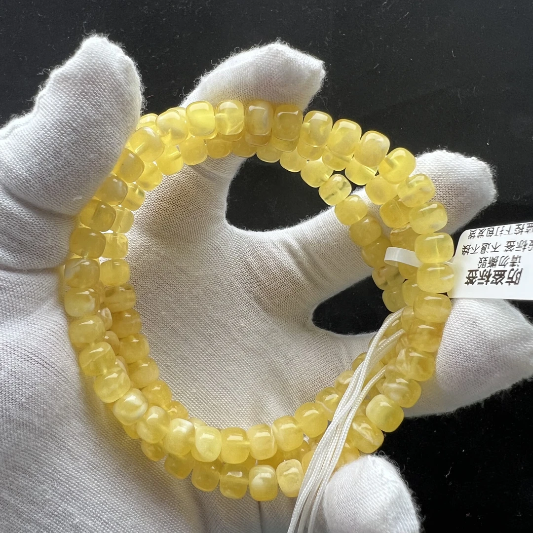 M1640 T006天然原矿蜜蜡108颗7.1mm北京抖音基地先鉴后发假一罚四