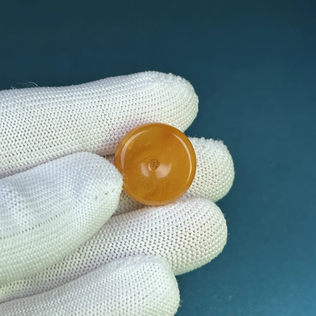 B9219天然俄料老蜜蜡平安扣19.5x6.8mm 1.8克 一物一图 支持鉴定