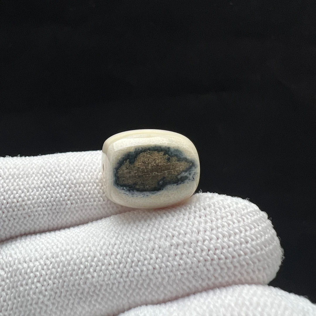 S5784天然猛犸牙蓝眼单珠 13.7*15.7mm支持鉴定 假一罚四