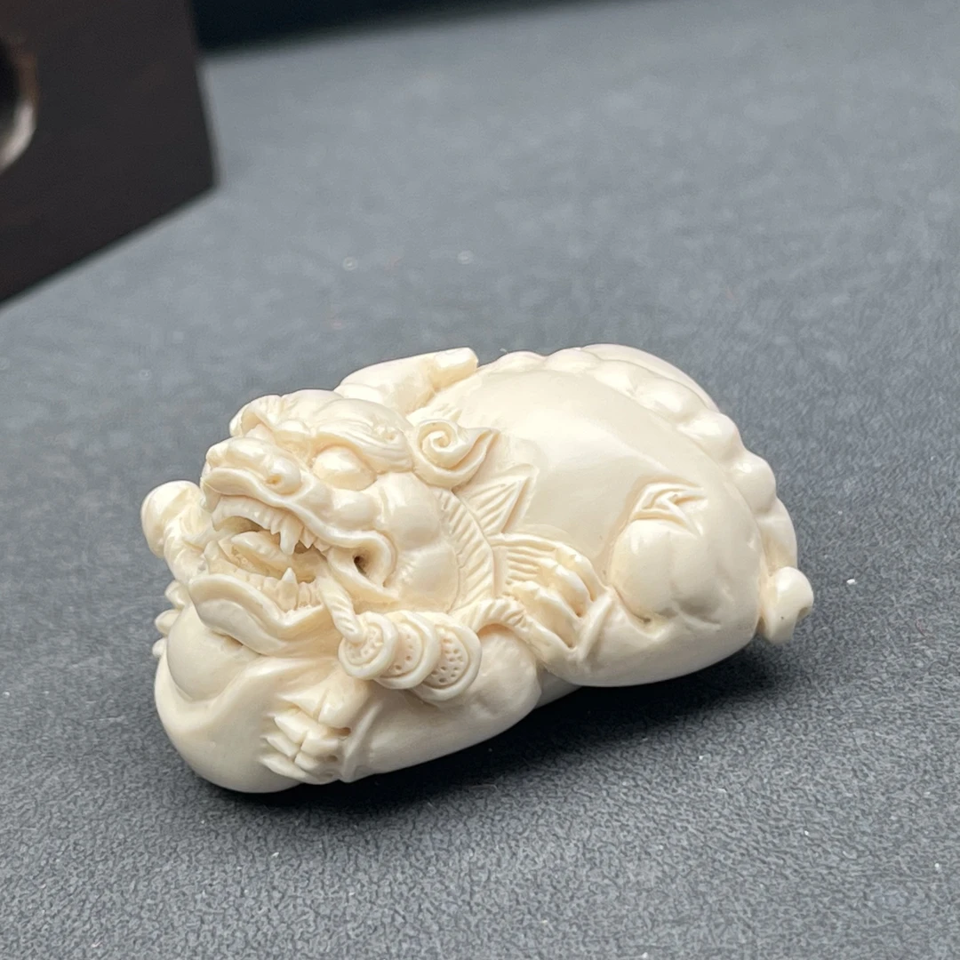K5276天然猛犸牙 雕刻貔貅 27.1*40.2*21.4mm支持鉴定 假一罚四