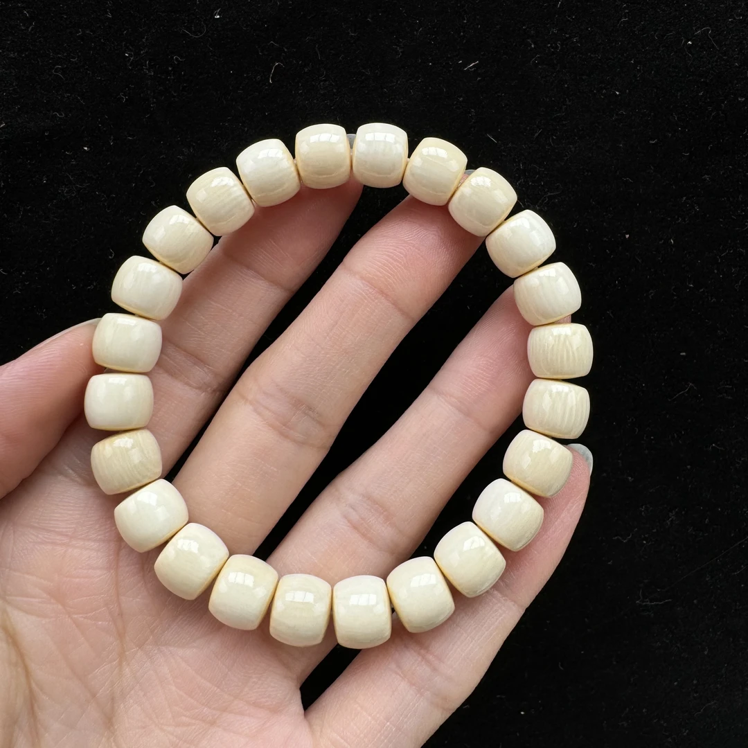 Q3320天然猛犸奶油白牙芯果冻料9×8mm支持鉴定 假一罚四