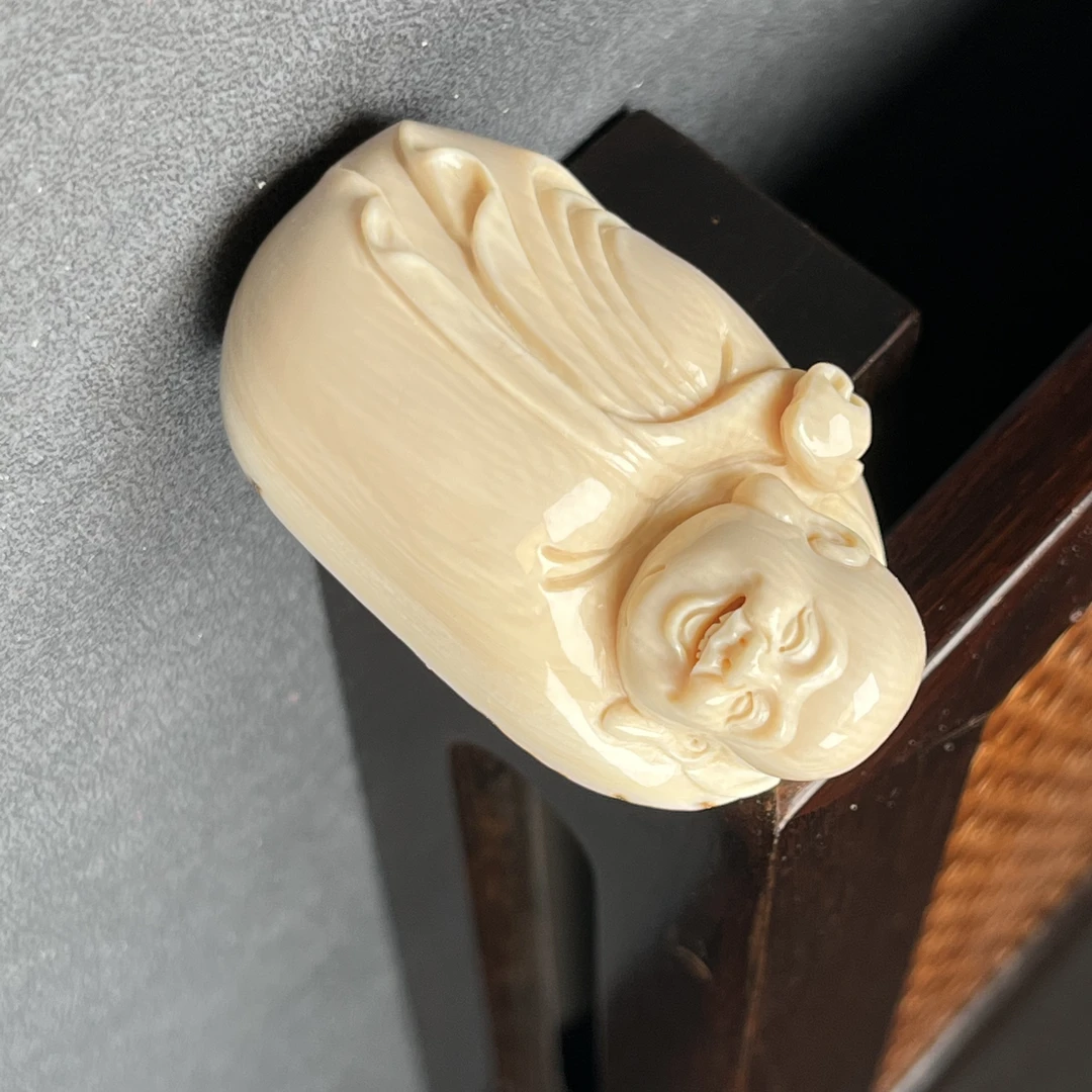 H14-14天然猛犸牙 雕刻弥勒 32*51*20mm支持鉴定 假一罚四