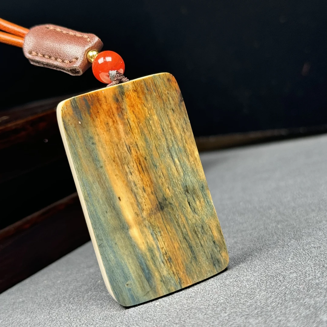 P3627天然猛犸牙 蓝皮无事牌 33*53.6*16.6mm支持鉴定 假一罚四