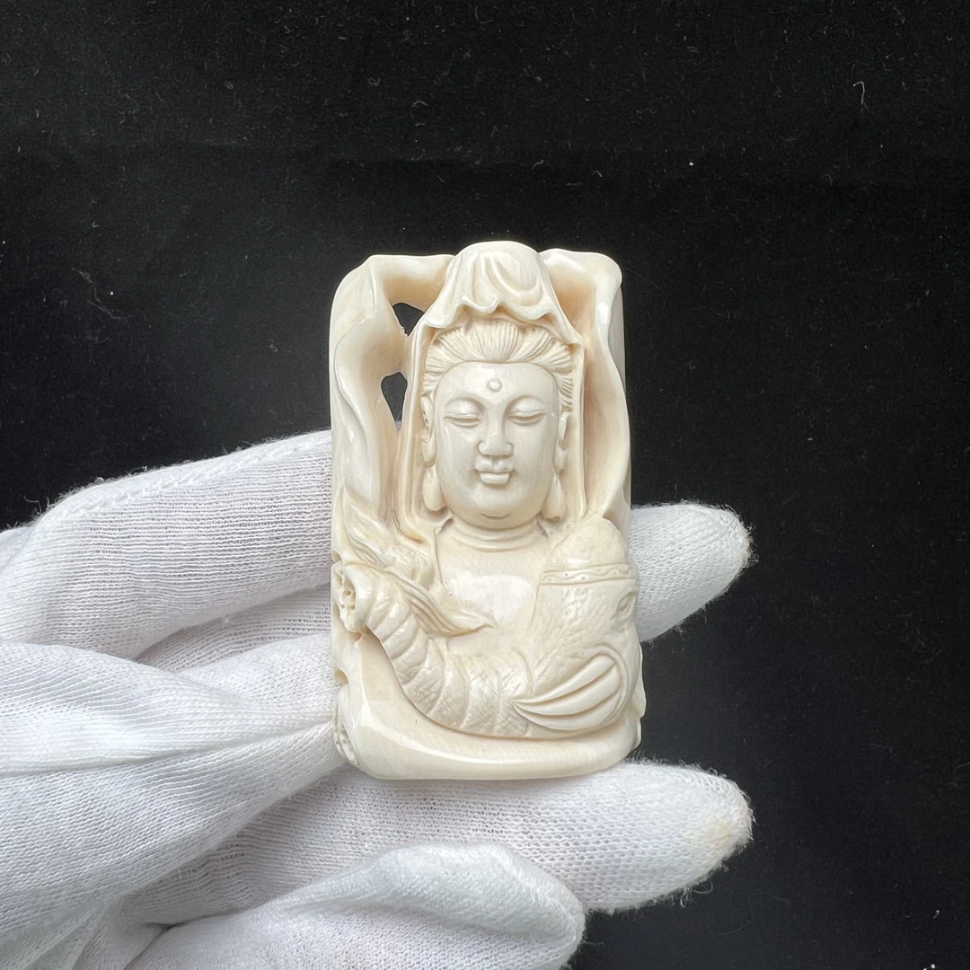 P5992天然猛犸牙 雕刻牌36*60*19mm 42克 支持鉴定假一罚四