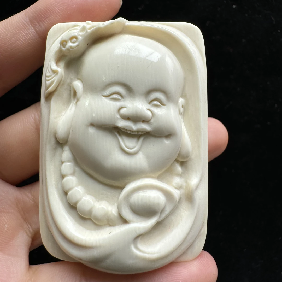 H1425 天然猛犸牙 雕刻件 38*55.5*18.2mm 支持复检假一罚四