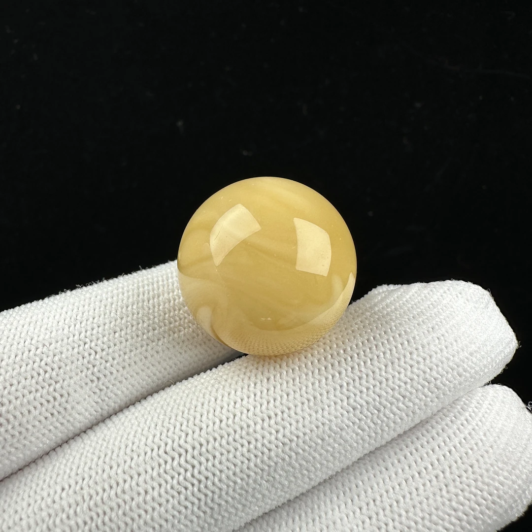 M4577天然原矿蜜蜡 鸡油黄 单珠 23.4mm抖音基地质检发货