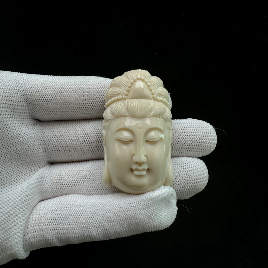 H1467天然猛犸牙 雕刻观音 31*53*18mm支持鉴定 假一罚四