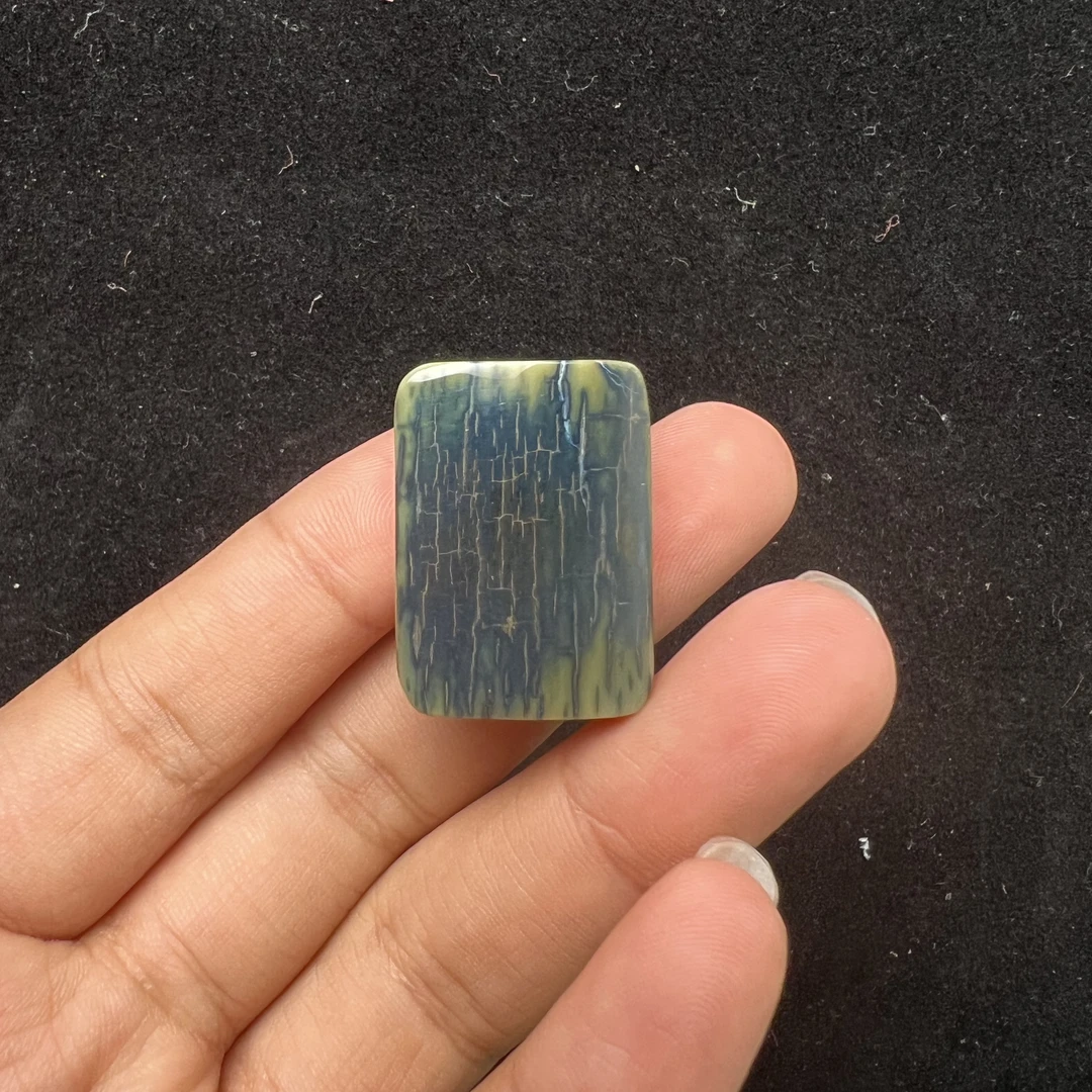 E2636天然猛犸牙蓝皮无事牌 20*29*11mm 支持鉴定假一罚四