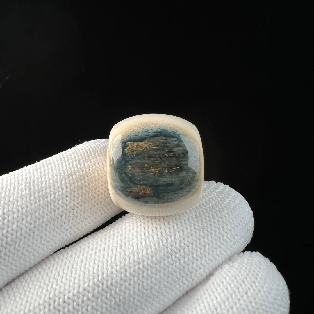 S2854天然猛犸牙 蓝眼桶珠 19.6*18mm支持鉴定 假一罚四