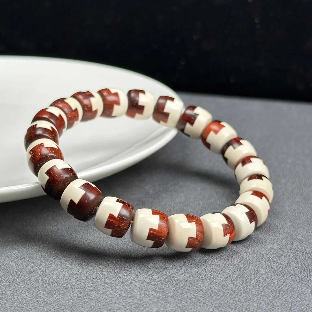 A236天然猛犸牙➕小叶榫卯结构 手串10×9mm支持鉴定假一罚四