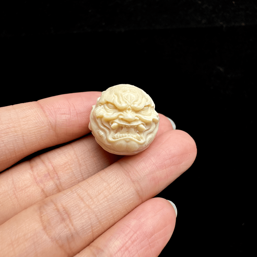 K3158天然猛犸象牙雕刻珠20mm支持鉴定假一罚四