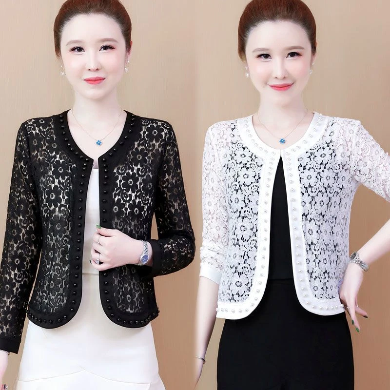春夏薄款蕾丝小披肩百搭上衣短外套配裙子旗袍外搭开衫妈妈防晒衣