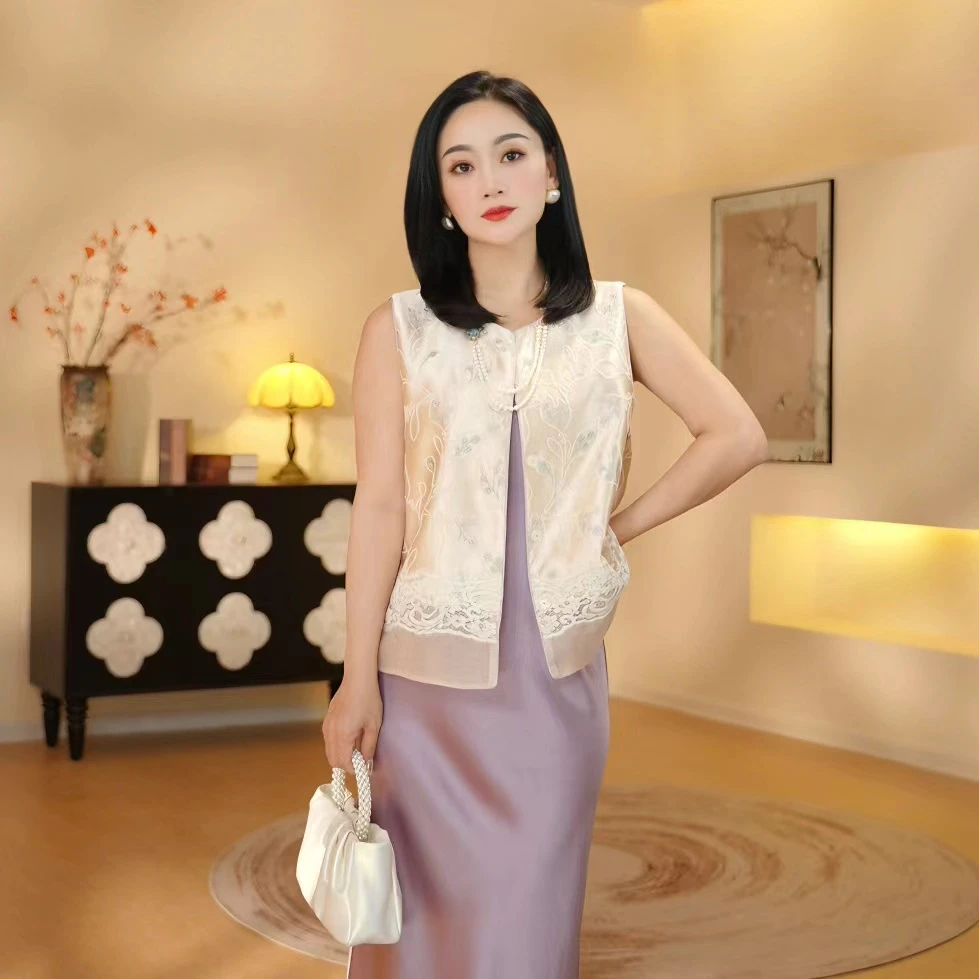 《晓君定制》1295 新中式2024秋季百搭气质国风马甲