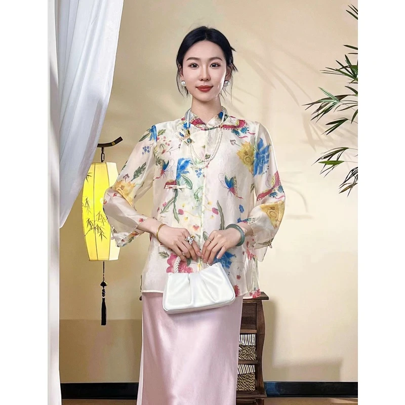 《晓君定制》4848夏季国风新款时尚网红女气质百搭衬衫
