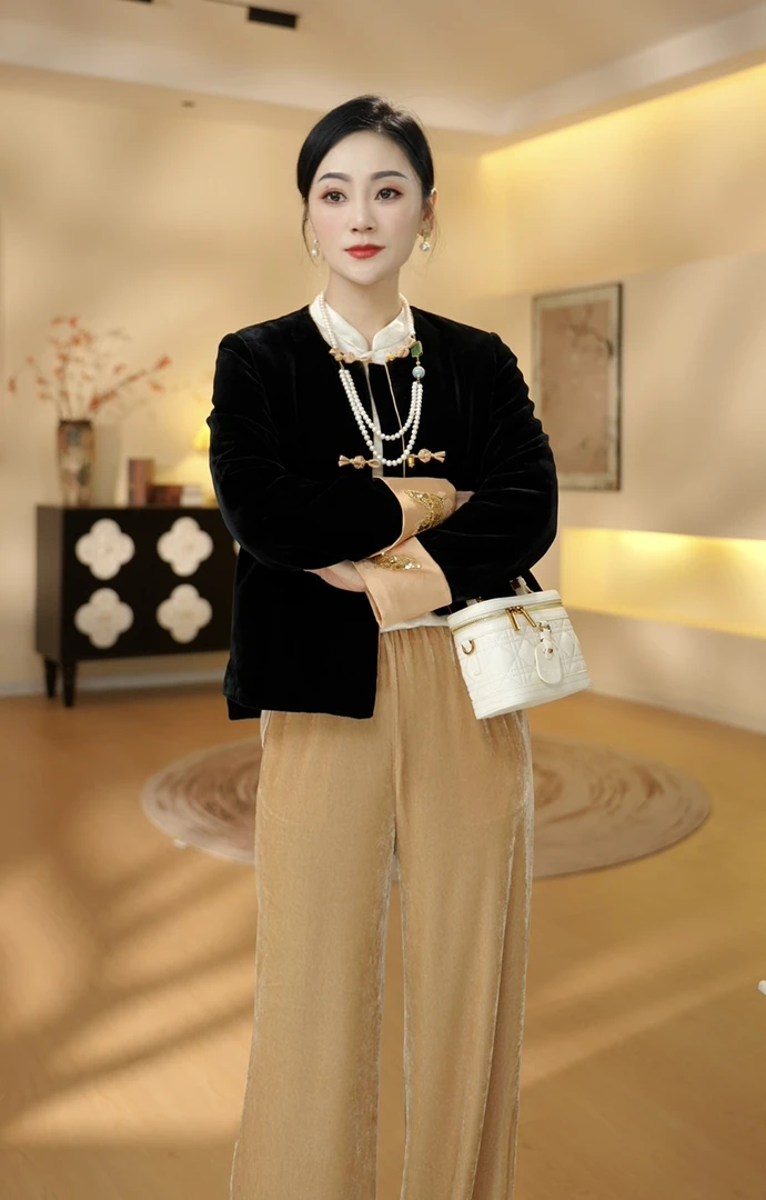 《晓君定制》2480《金蝶》 时尚气质新中式显瘦中国风复古棉服外套