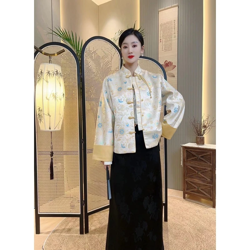 《晓君定制》7255《花繁蝶梦》--新中式国风宽松时尚百搭重工织锦外套
