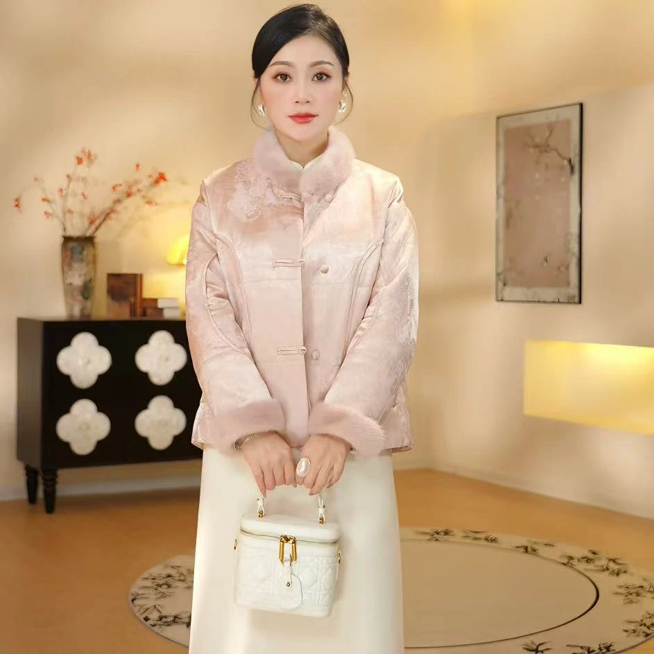 《晓君定制》3198 时尚气质新中式显瘦中国风复古棉服