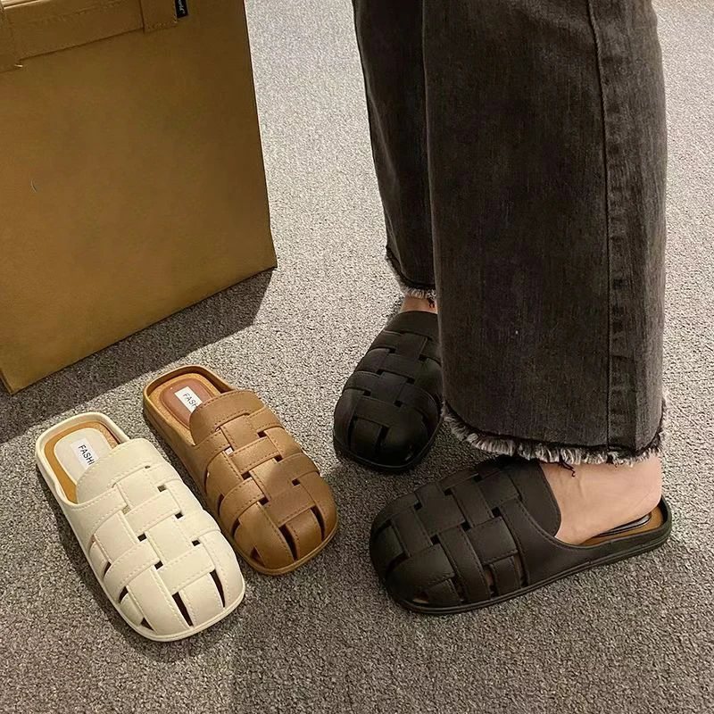 2024新款228外出半包拖鞋编织夏季百搭时尚软底潮流ins网红女鞋
