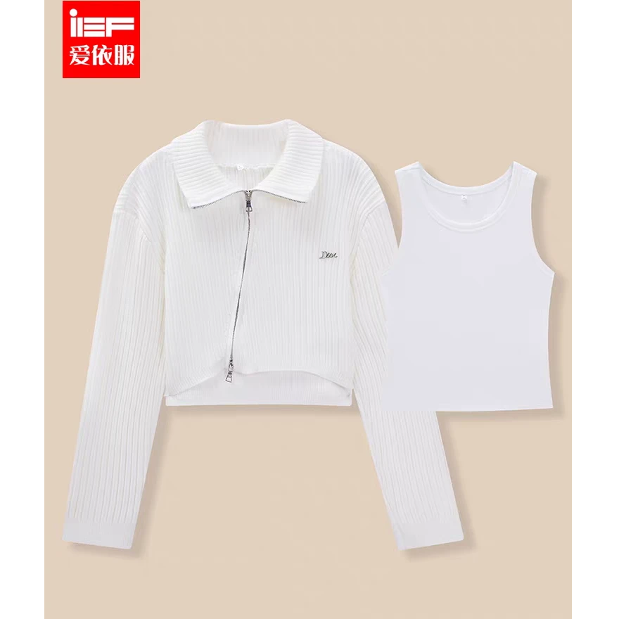 IEF/爱依服2025秋季新款时尚韩系辣妹风百搭显瘦别致毛织两件套