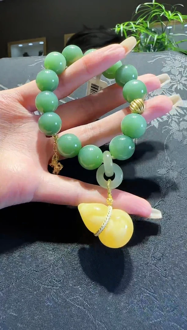 【闪购商品】和田玉（碧玉）手串未镶嵌和田玉蜜蜡葫芦手串