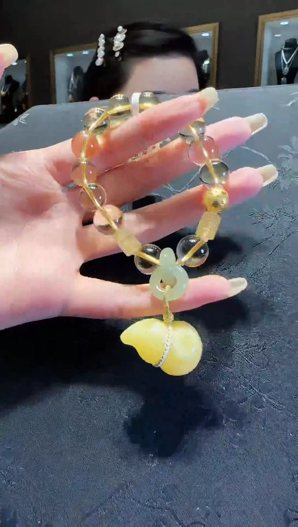 【闪购商品】黄晶手串未镶嵌黄水晶蜜蜡葫芦手串