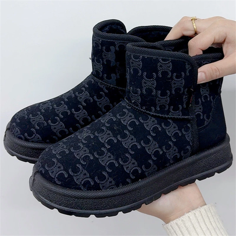 2024冬季新款洋气百搭雪地靴加绒加厚保暖女士休闲棉鞋韩版毛毛鞋