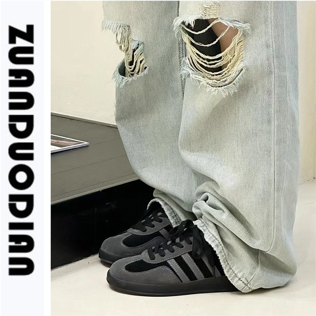 ZUANDUODIAN/钻朵典复古美式德训鞋女ins潮2024新款真皮休闲鞋潮