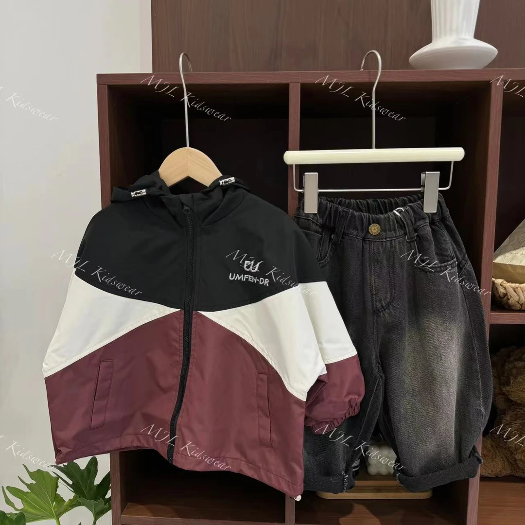 MJL 秋款韩版  拼接冲锋衣 儿童外套K552