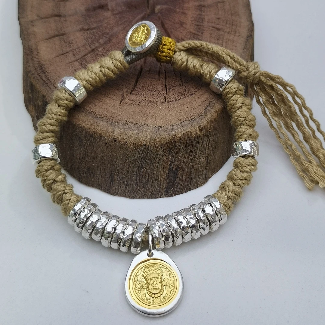 足银银制品 【足银手串19号】盘缠手镯秋冬银饰手工实心送礼雅丹