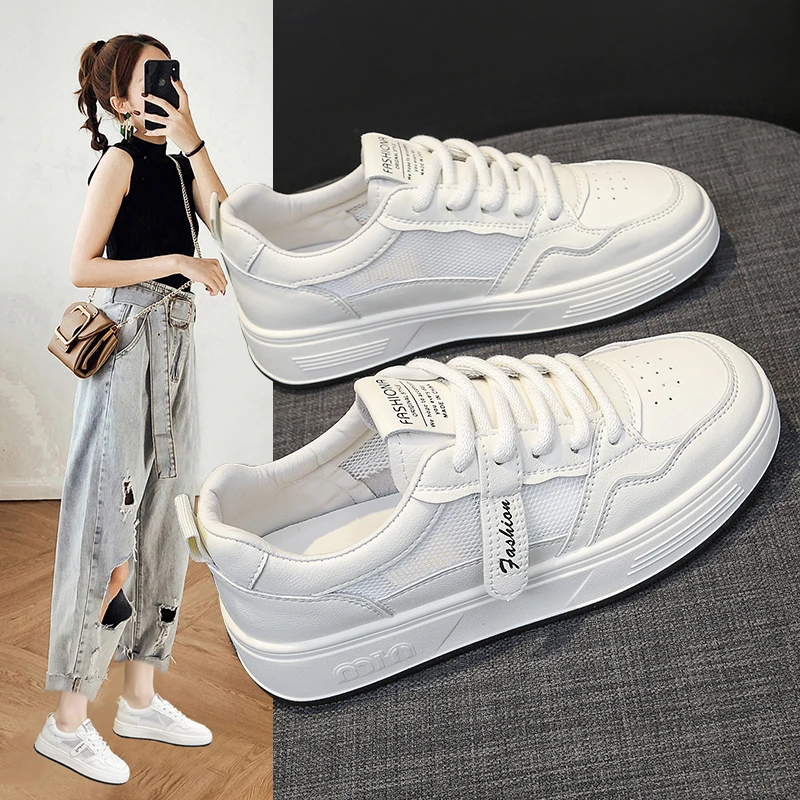 2024女鞋小白鞋板鞋春季薄款网面韩版平底百搭女透气休闲鞋