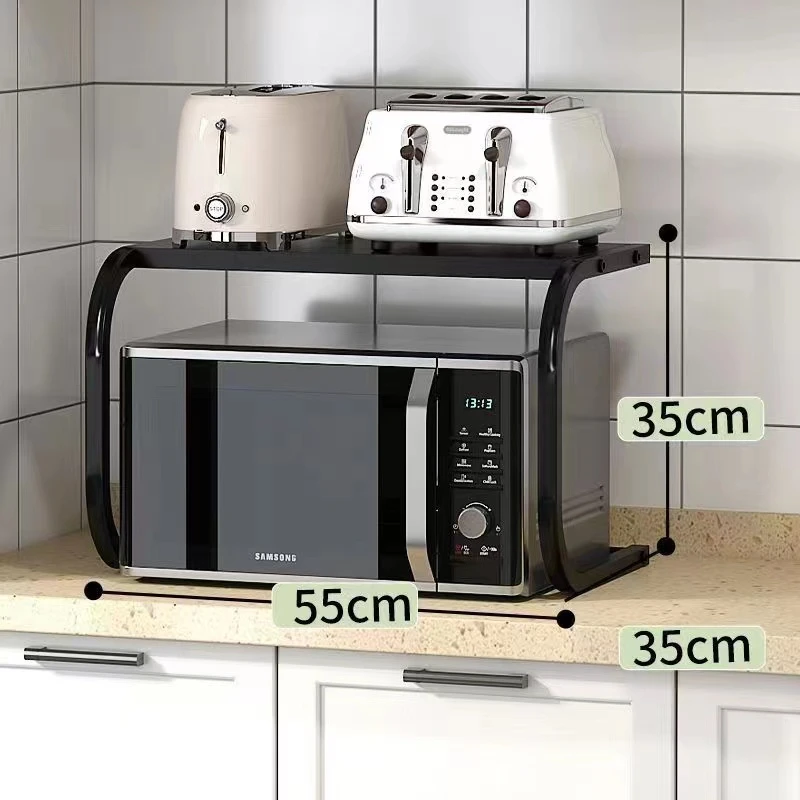 加厚加粗微波炉置物架碳钢烤箱微波炉双层U形置物架电器落地架