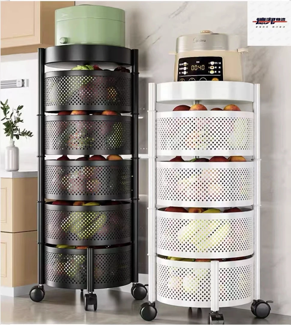 【免安装】置物架碳钢旋转儿童收纳加粗加厚加高围栏蔬果儿童衣柜